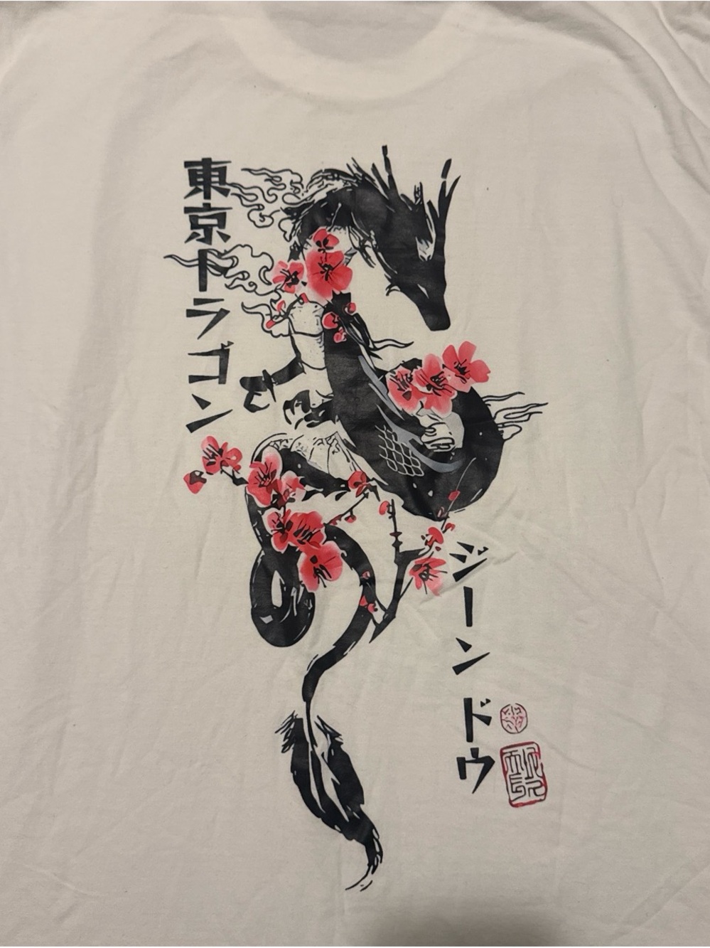 Tokyo Dragon Floral Graphic Tee - White